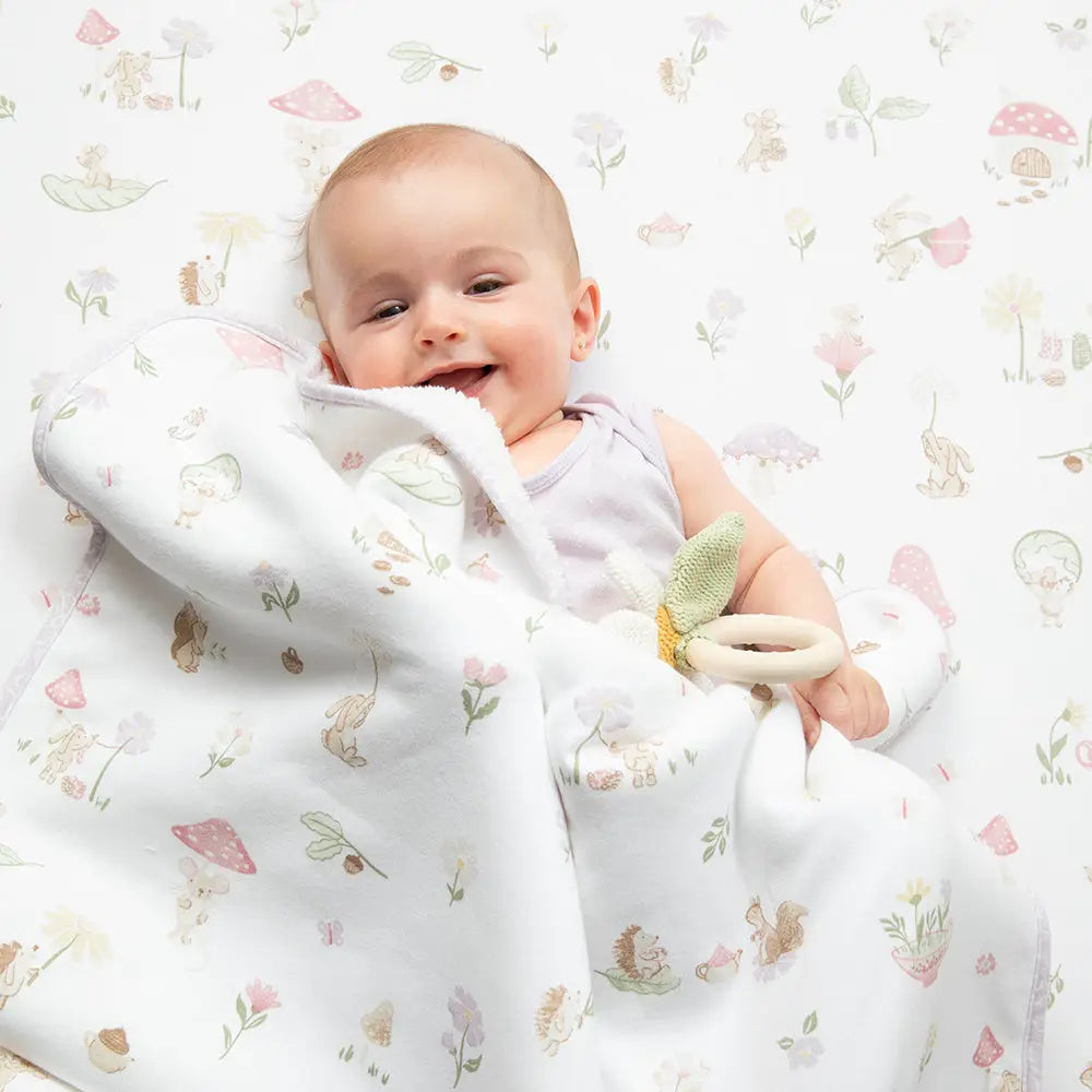 Little Dears Organic Cotton Pram Blanket - Sherpa Baby Blanket