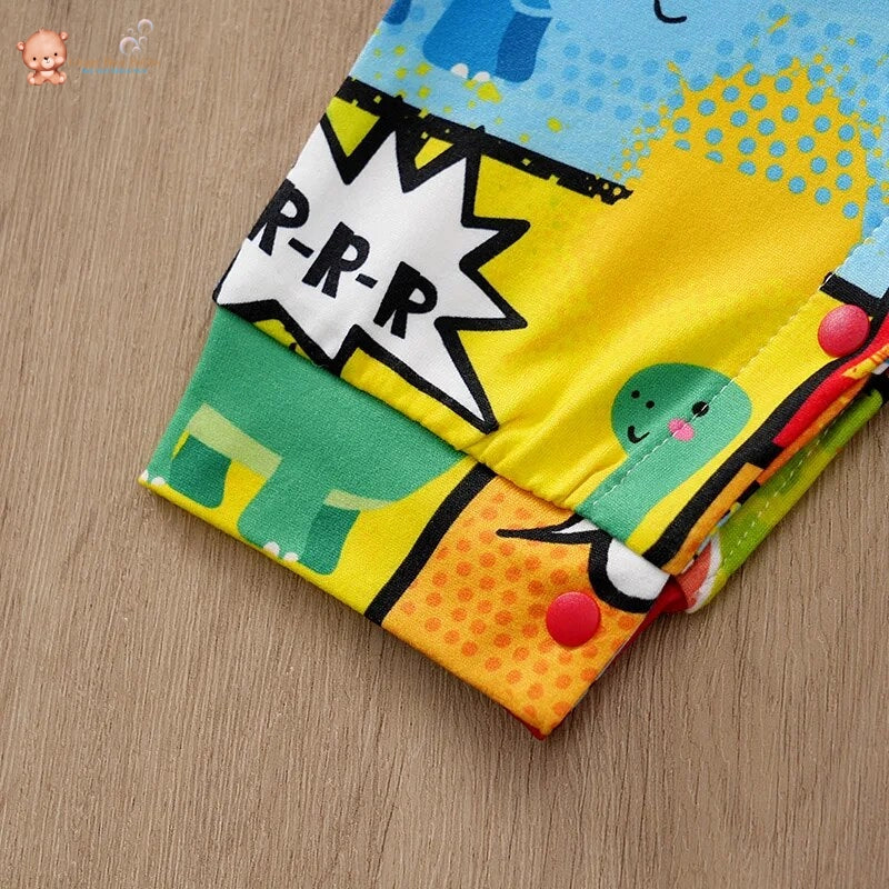Colourful and Cute Dinosaur Long Sleeved Baby Jumpsuit