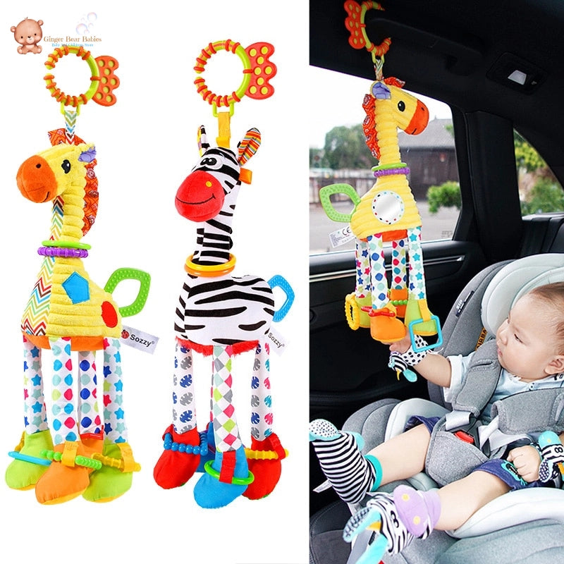 Plush Giraffe Zebra Stroller, Car and Cot Toy