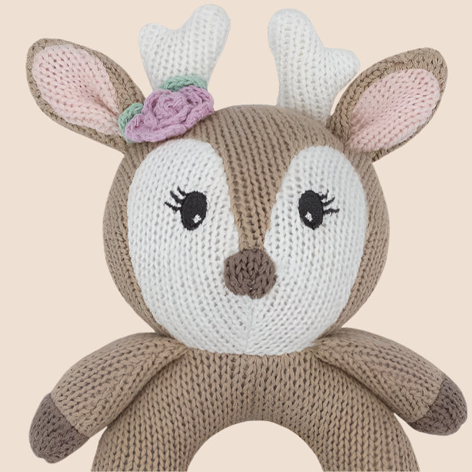Ava Knitted Soft Plush Rattle Toy for Newborns & Toddlers