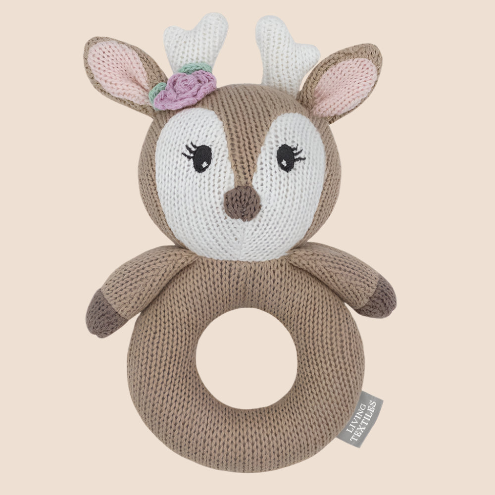 Ava Knitted Soft Plush Rattle Toy for Newborns & Toddlers