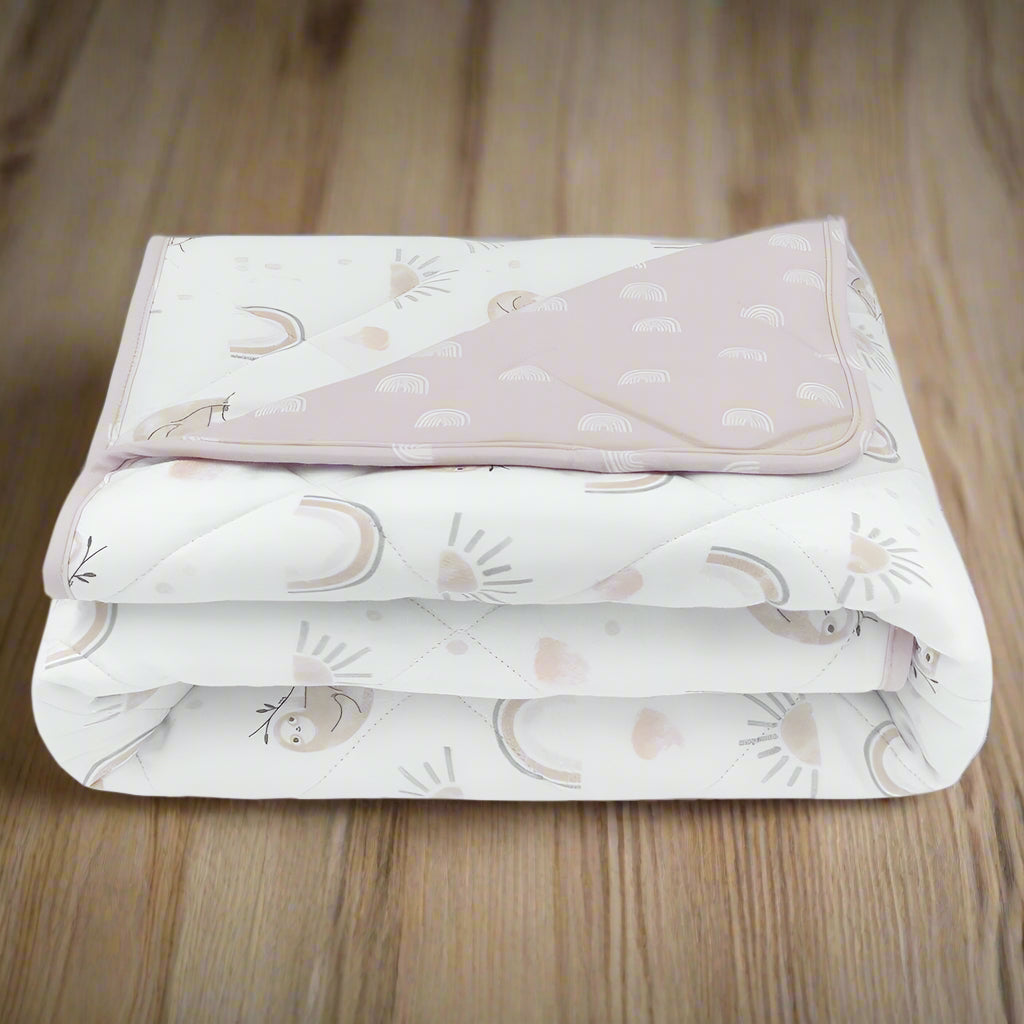 Reversible Quilted Cot Comforter - Happy Sloth