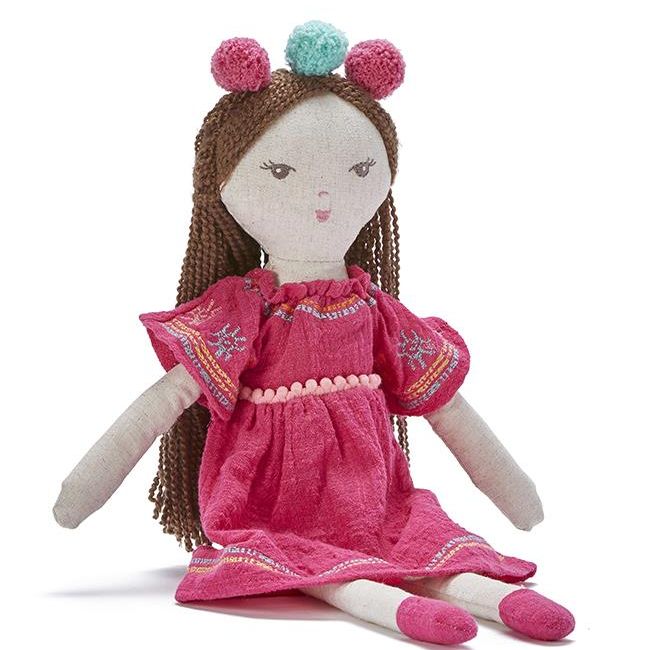 Little Miss Poppy Pink - Charming 47cm Rag Doll in a Deep Pink Lovely Dress