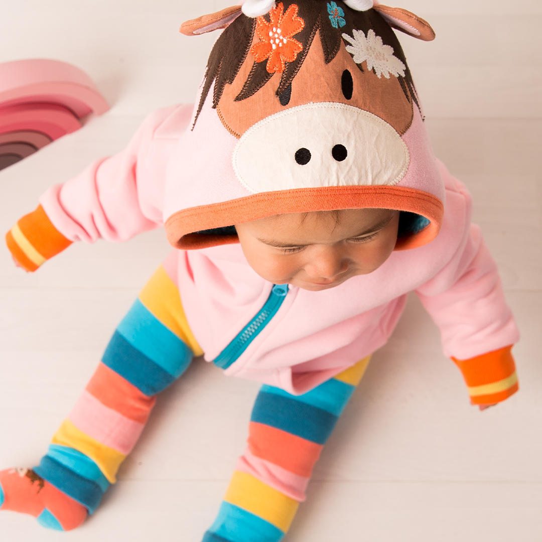 Highland Cow Hoodie for Kids - Zip Front with Animal Face