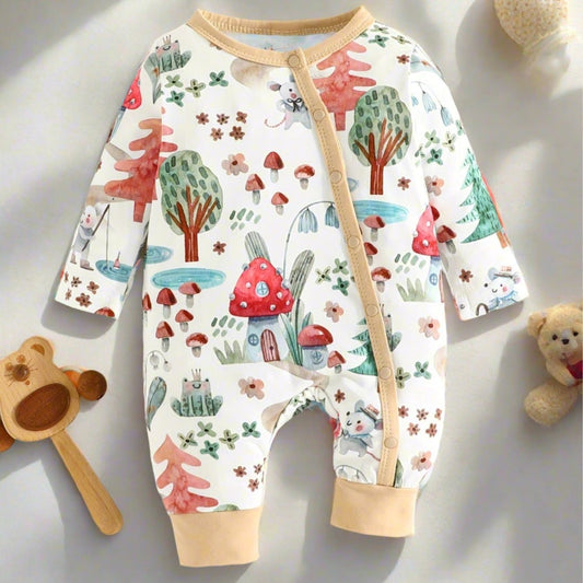 Baby Boy's Sweet Watercolour Mushroom Print Bodysuit