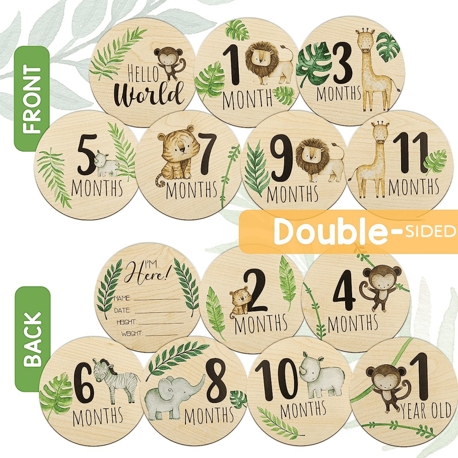 Wooden Baby Monthly Milestone Cards