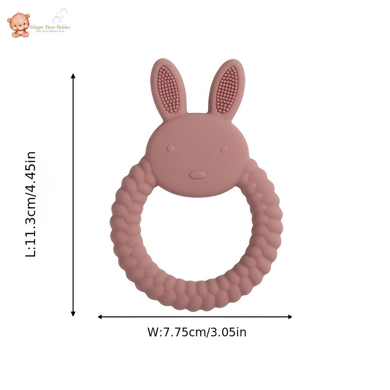 Cartoon Rabbit Silicone Teether Toy - Food Grade Molar Chewing Accessory.