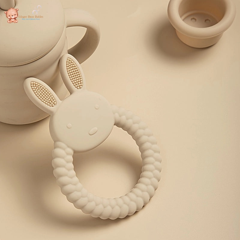 Silicone Teether Toy for Babies - Healthy Cartoon Rabbit Design - Food Grade - 0-3 Years