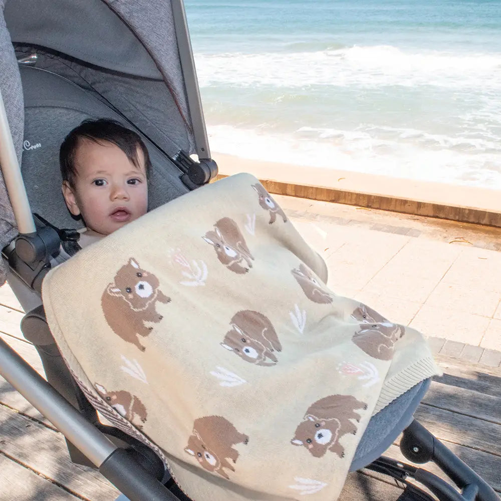 Australiana Baby Blanket - Wombat -100% Cotton