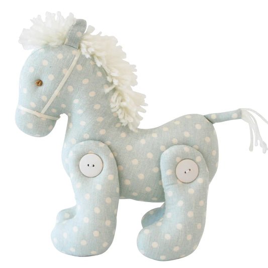 Sweet Jointed Pony - Duck Egg Blue and White Spot