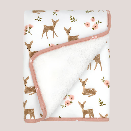 Little Dear Sherpa Pram/Bassinet  Blanket