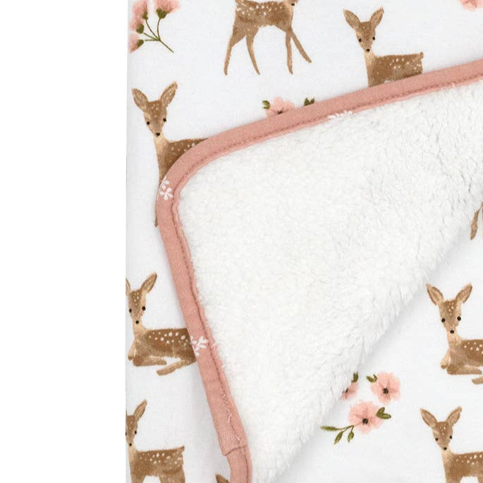 Little Dear Sherpa Pram/Bassinet  Blanket