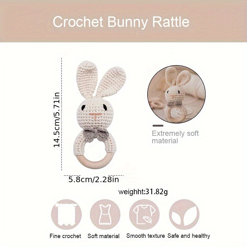 Cute Crochet Brown Rabbit Rattle