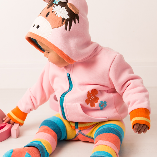 Highland Cow Hoodie for Kids - Zip Front with Animal Face