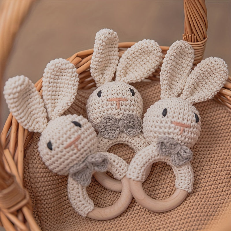 Cute Crochet Brown Rabbit Rattle