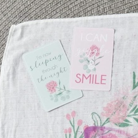 Sweet Baby Milestone Muslin Blanket and Photo Butterfly Card Set