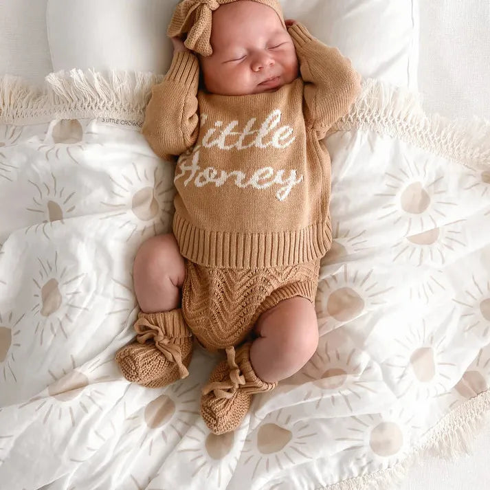 Fringed Swaddle Sun design Blanket