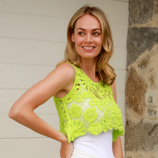 Lime Blossom Crochet Top