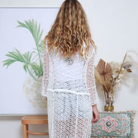 Willow Crochet Longline Kimono – White