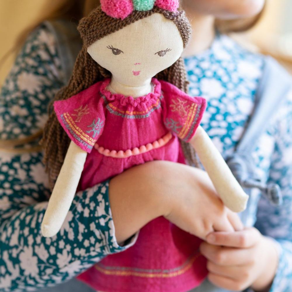 Little Miss Poppy Pink - Charming 47cm Rag Doll in a Deep Pink Lovely Dress