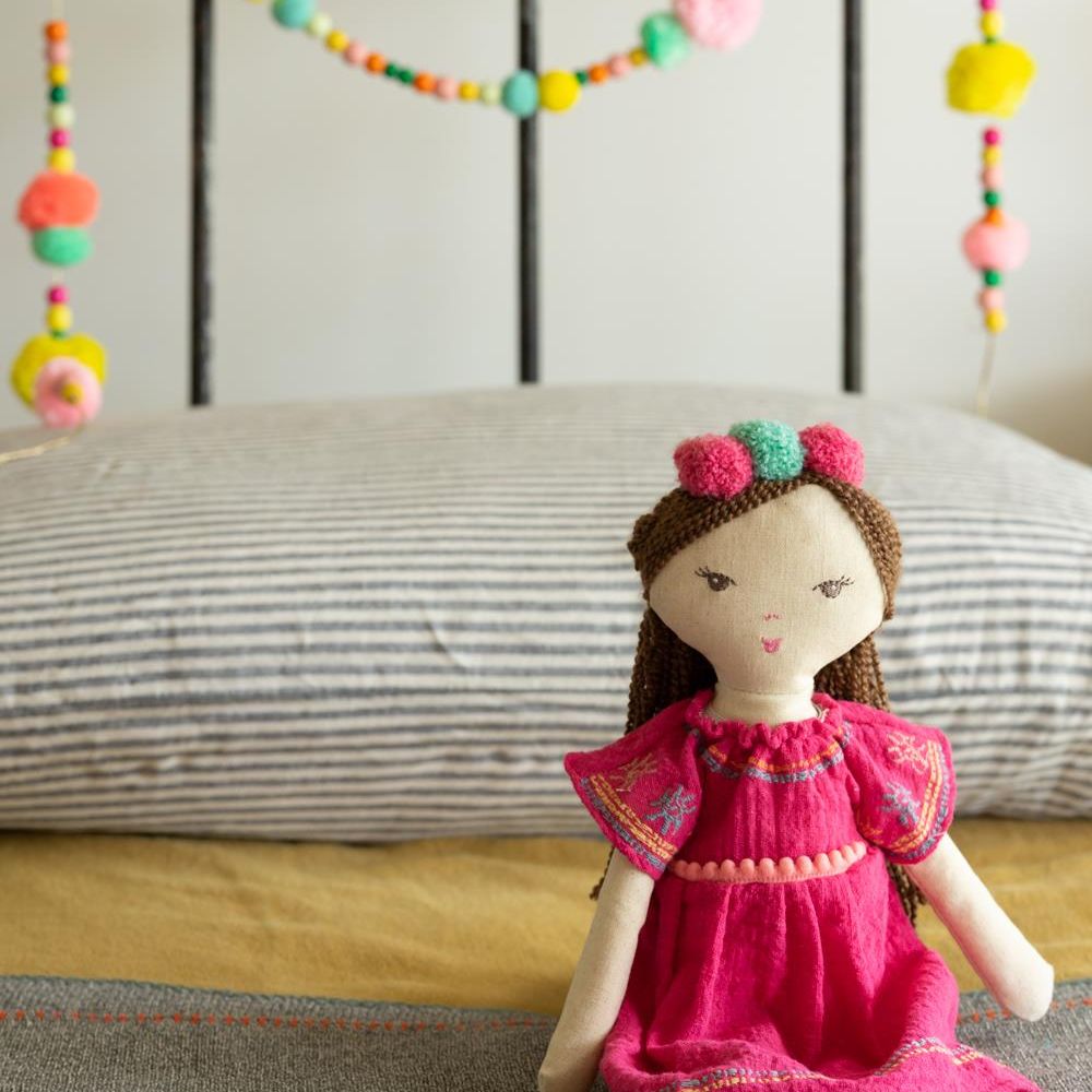 Little Miss Poppy Pink - Charming 47cm Rag Doll in a Deep Pink Lovely Dress