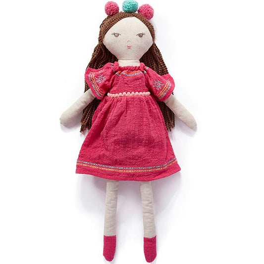 Little Miss Poppy Pink - Charming 47cm Rag Doll in a Deep Pink Lovely Dress