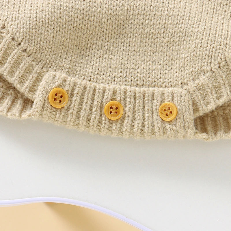 Lovely Knitted Infant  Playsuit with Hat