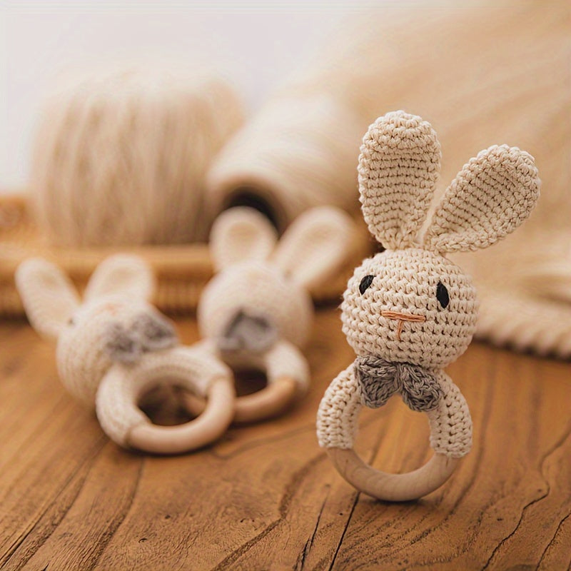 Cute Crochet Brown Rabbit Rattle