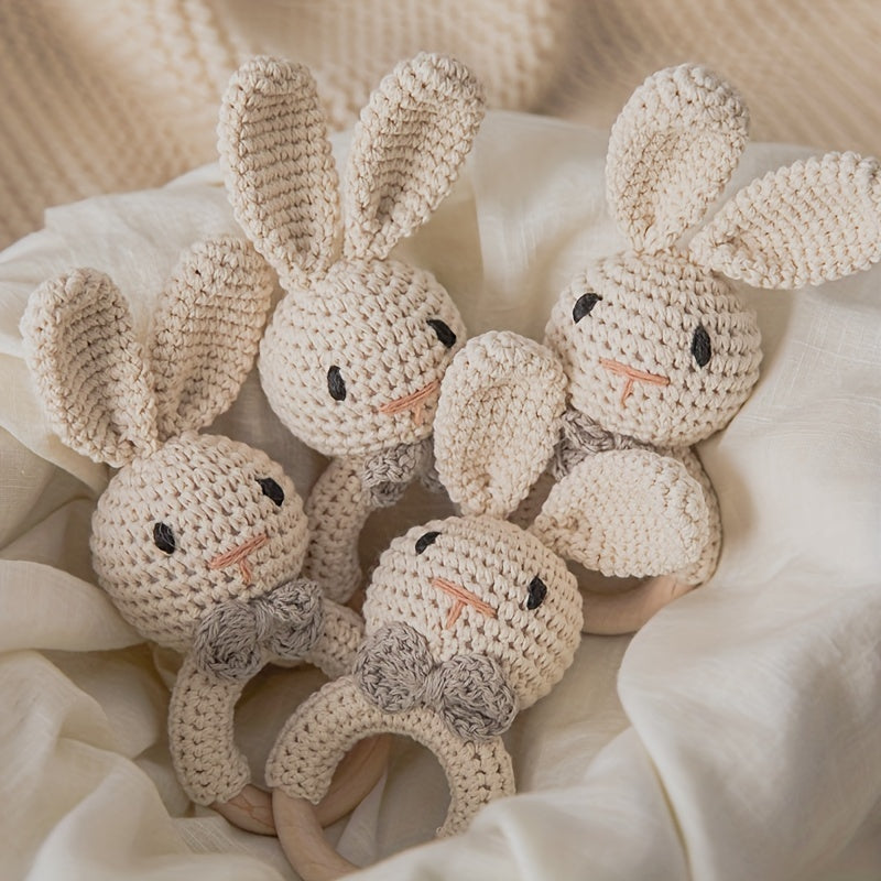 Cute Crochet Brown Rabbit Rattle