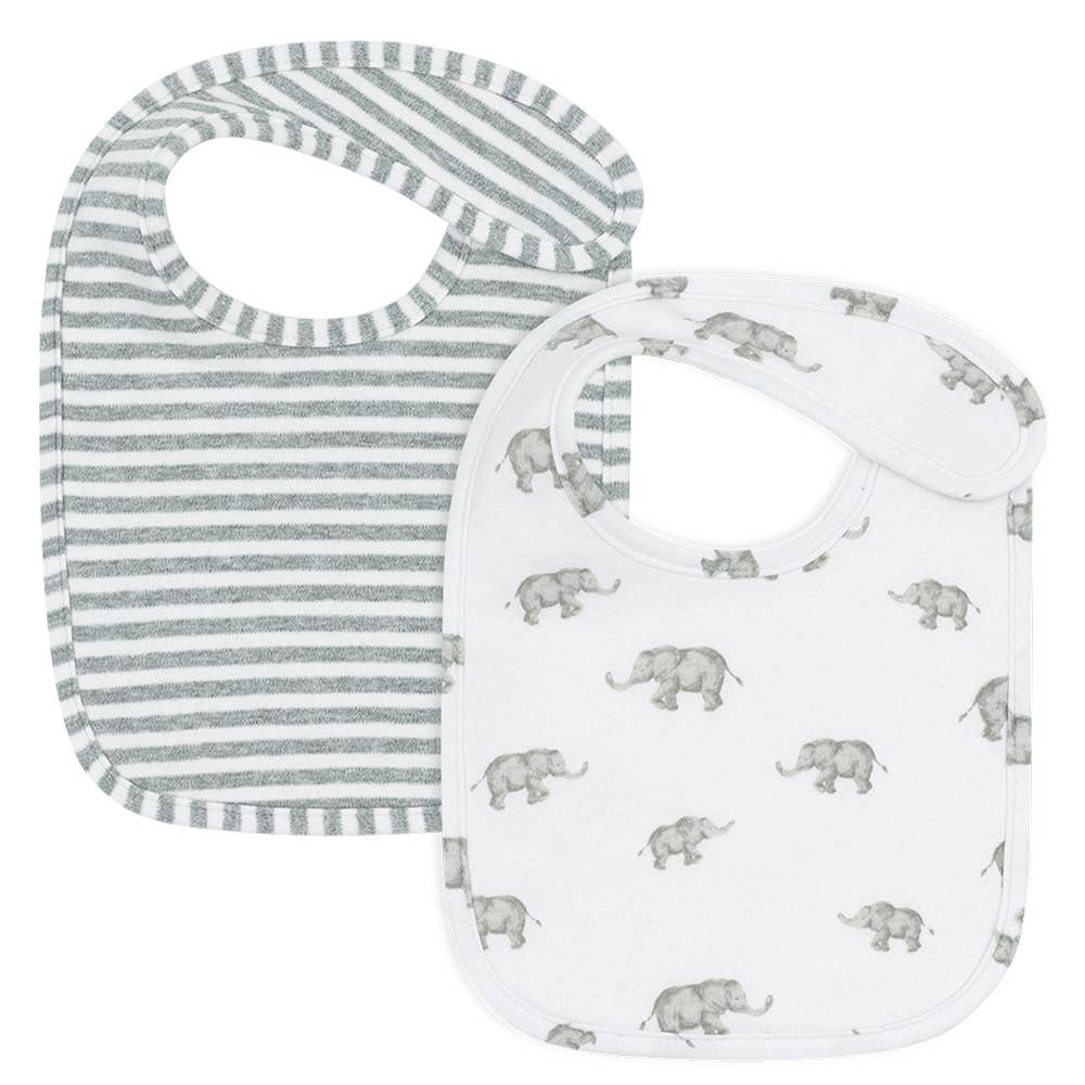 2pk Baby Bib Set - Watercolour Elephant