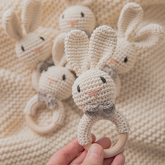Cute Crochet Brown Rabbit Rattle